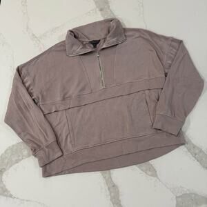 Danskin Scuba Half Zip Athletic Pullover Sweater Women's Medium Taupe Athleisure